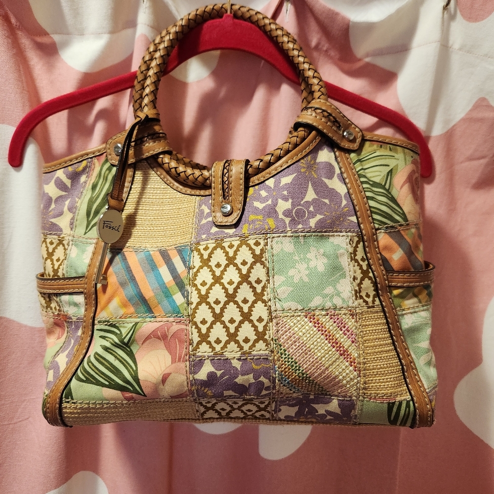 Fossil Multicolor Patchwork Purse, NWOT